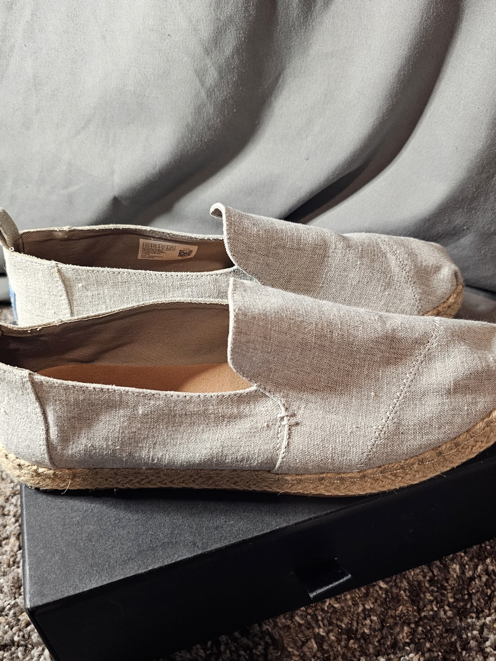 Toms Beige Linen Espadrille Slip-On Flats
